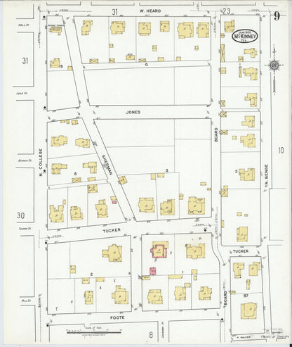 Sanborn Fire Insurance Map from McKinney, Collin County, Texas (1920), Sheet #0009 - Complete Map Set gallery image, historic Sanborn map, vintage wall art, Texas Texas