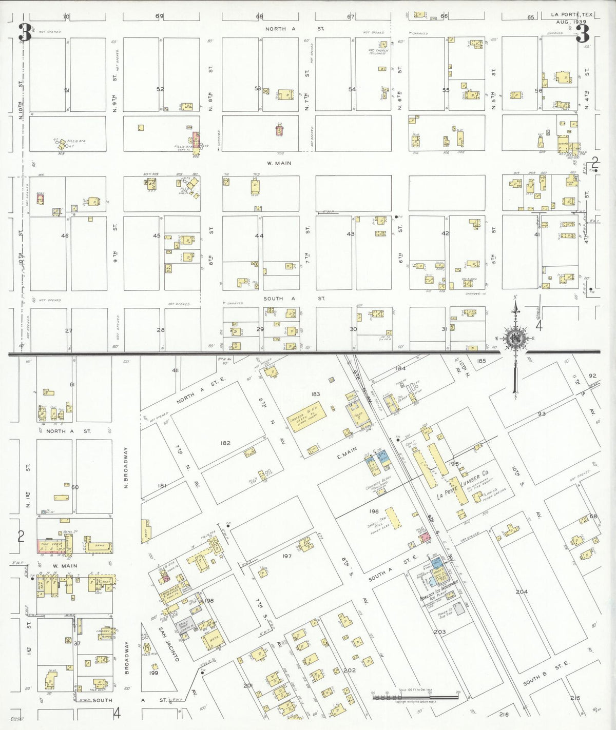 Sanborn Fire Insurance Map from La Porte, Harris County, Texas (1939), Sheet #0003 - Complete Map Set gallery image, historic Sanborn map, vintage wall art, Texas Texas