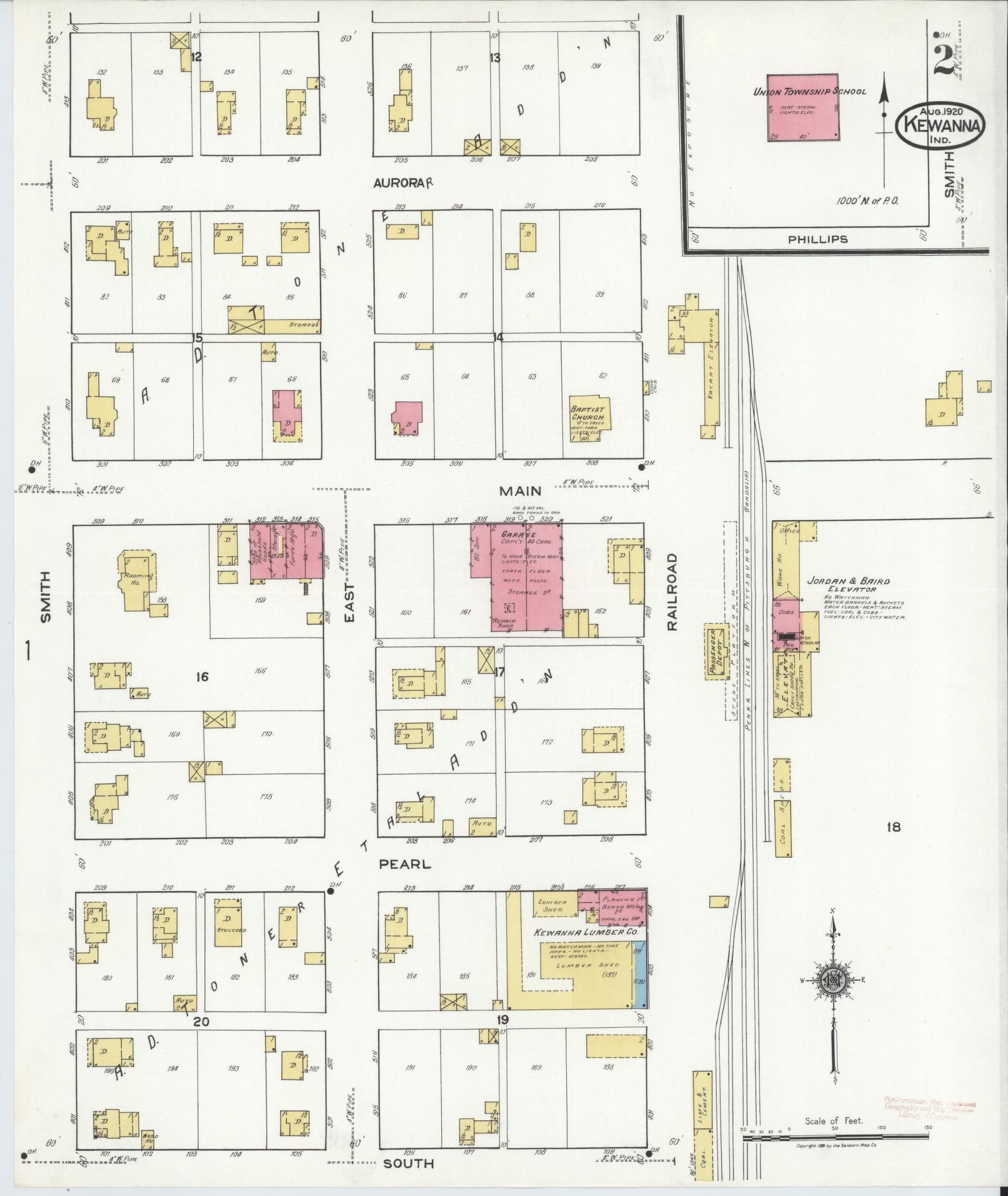 Sanborn Fire Insurance Map from Kewanna, Fulton County, Indiana (1920), Sheet #0002 - Complete Map Set gallery image, historic Sanborn map, vintage wall art, Indiana Indiana