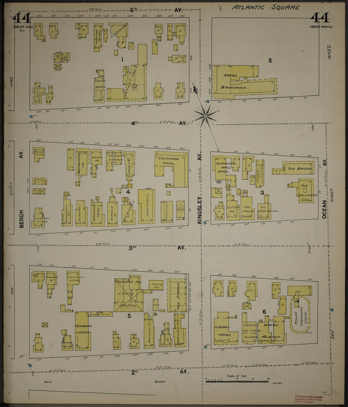 Sanborn Fire Insurance Map from New Jersey Coast, New Jersey Coast, New Jersey (1890), Sheet #0044 - Complete Map Set gallery image, historic Sanborn map, vintage wall art, New Jersey Coast New Jersey