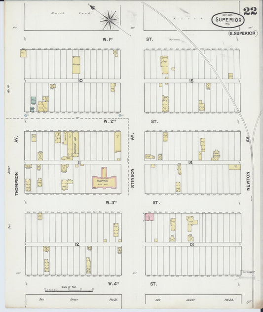 Sanborn Fire Insurance Map from Superior, Douglas County, Wisconsin (1887), Sheet #0022 - Historic Sanborn Fire Insurance Map Print, vintage old map wall art, antique decor, genealogy gift, Wisconsin Wisconsin map