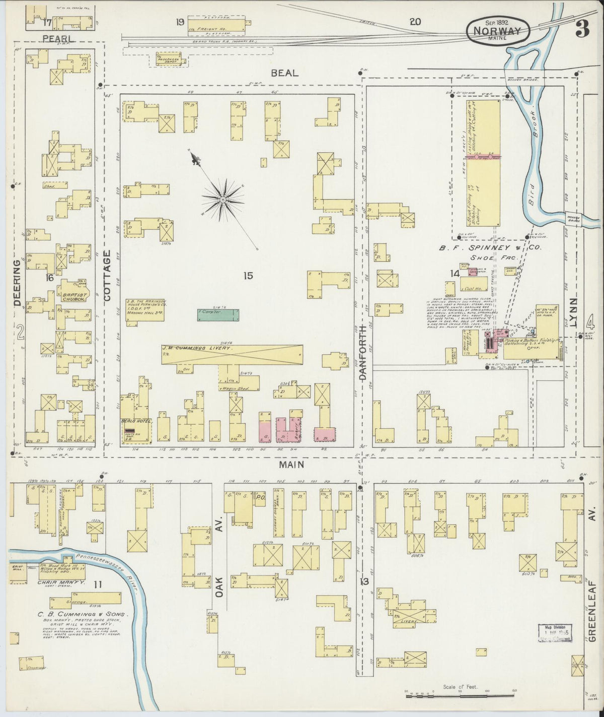 Sanborn Fire Insurance Map from Norway, Oxford County, Maine (1892), Sheet #0003 - Complete Map Set gallery image, historic Sanborn map, vintage wall art, Maine Maine