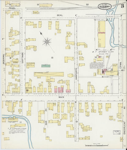 Sanborn Fire Insurance Map from Norway, Oxford County, Maine (1892), Sheet #0003 - Complete Map Set gallery image, historic Sanborn map, vintage wall art, Maine Maine