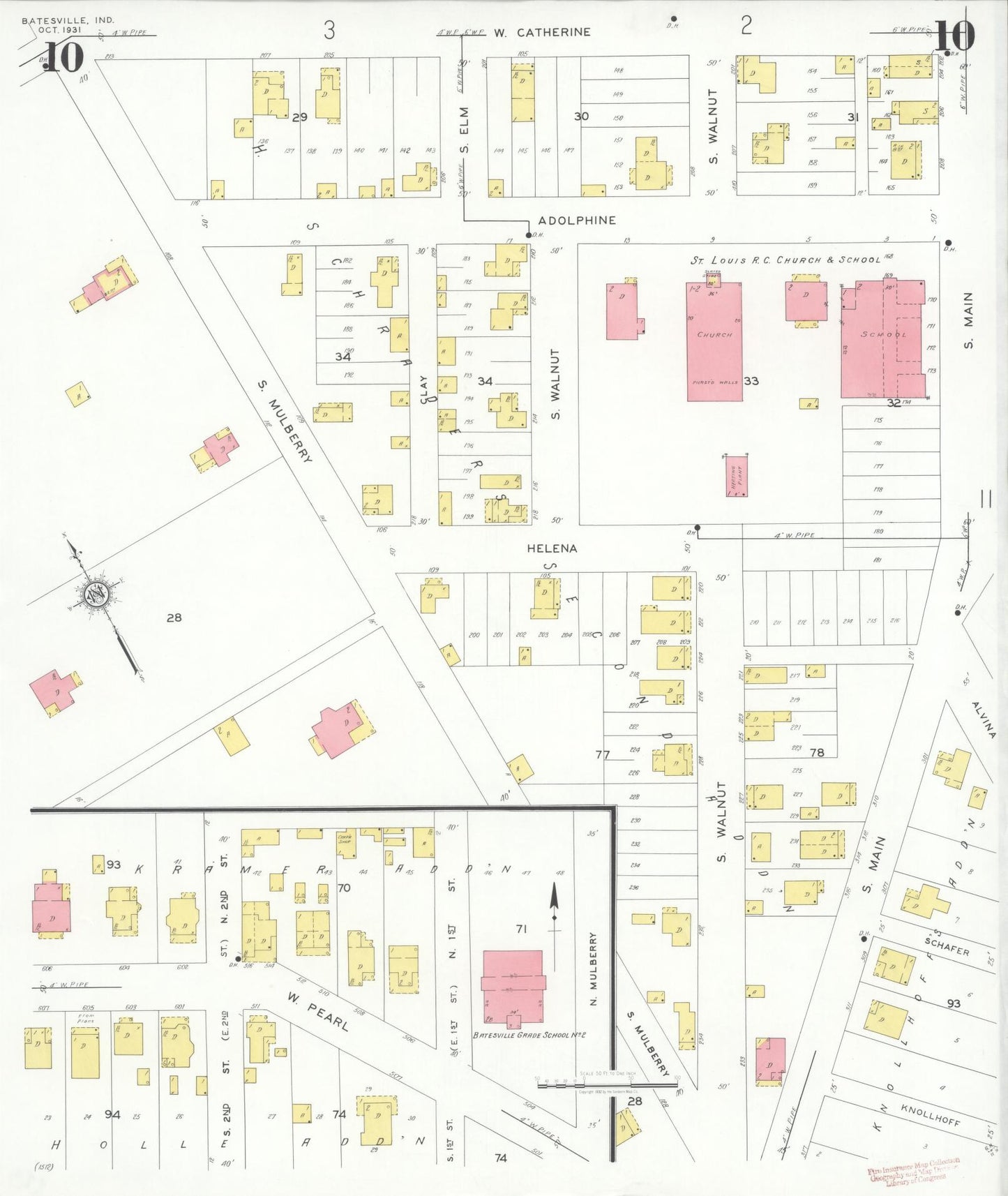 Sanborn Fire Insurance Map from Batesville, Ripley County, Indiana (1931), Sheet #0010 - Complete Map Set gallery image, historic Sanborn map, vintage wall art, Indiana Indiana
