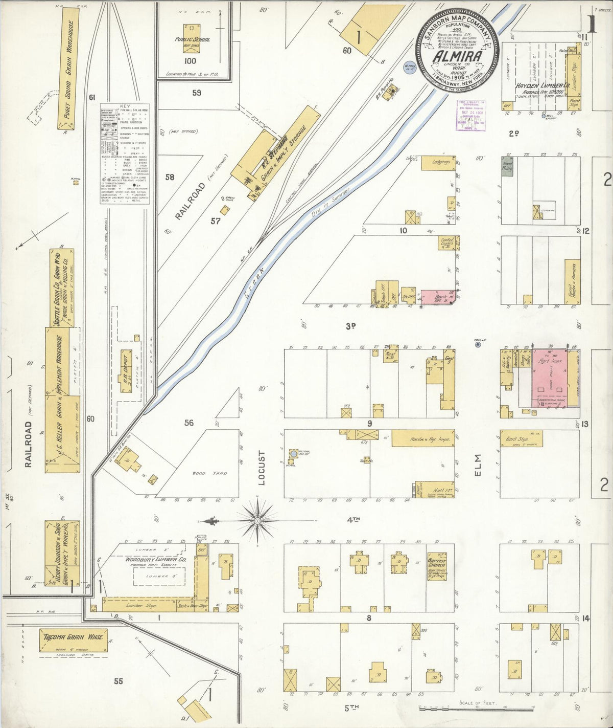 Sanborn Fire Insurance Map from Almira, Lincoln County, Washington (1905), Sheet #0001 - Historic Sanborn Fire Insurance Map Print, vintage old map wall art, antique decor, genealogy gift, Washington Washington map