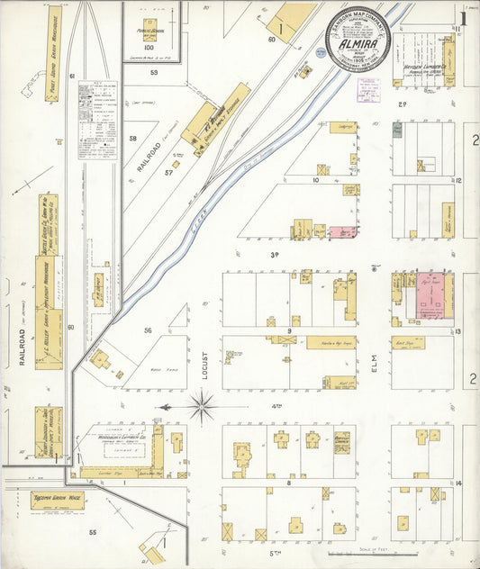Sanborn Fire Insurance Map from Almira, Lincoln County, Washington (1905), Sheet #0001 - Historic Sanborn Fire Insurance Map Print, vintage old map wall art, antique decor, genealogy gift, Washington Washington map