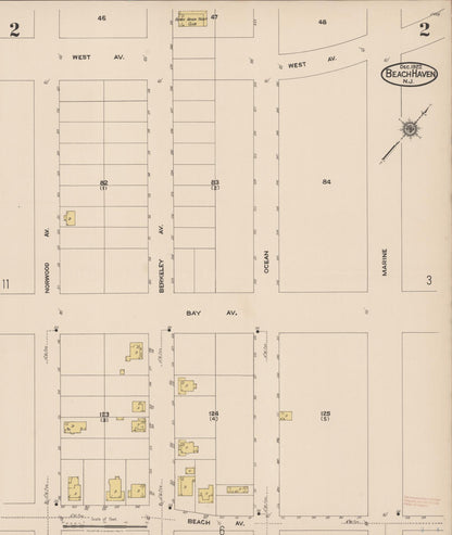 Sanborn Fire Insurance Map from Beach Haven, Ocean County, New Jersey (1922), Sheet #0002 - Complete Map Set gallery image, historic Sanborn map, vintage wall art, New Jersey New Jersey