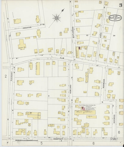 Sanborn Fire Insurance Map from Marlborough, Middlesex County, Massachusetts (1896), Sheet #0003 - Historic Sanborn Fire Insurance Map Print, vintage old map wall art, antique decor, genealogy gift, Massachusetts Massachusetts map