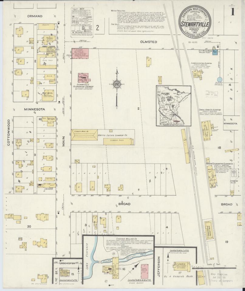 Sanborn Fire Insurance Map from Stewartville, Olmsted County, Minnesota. (1915) – Map View