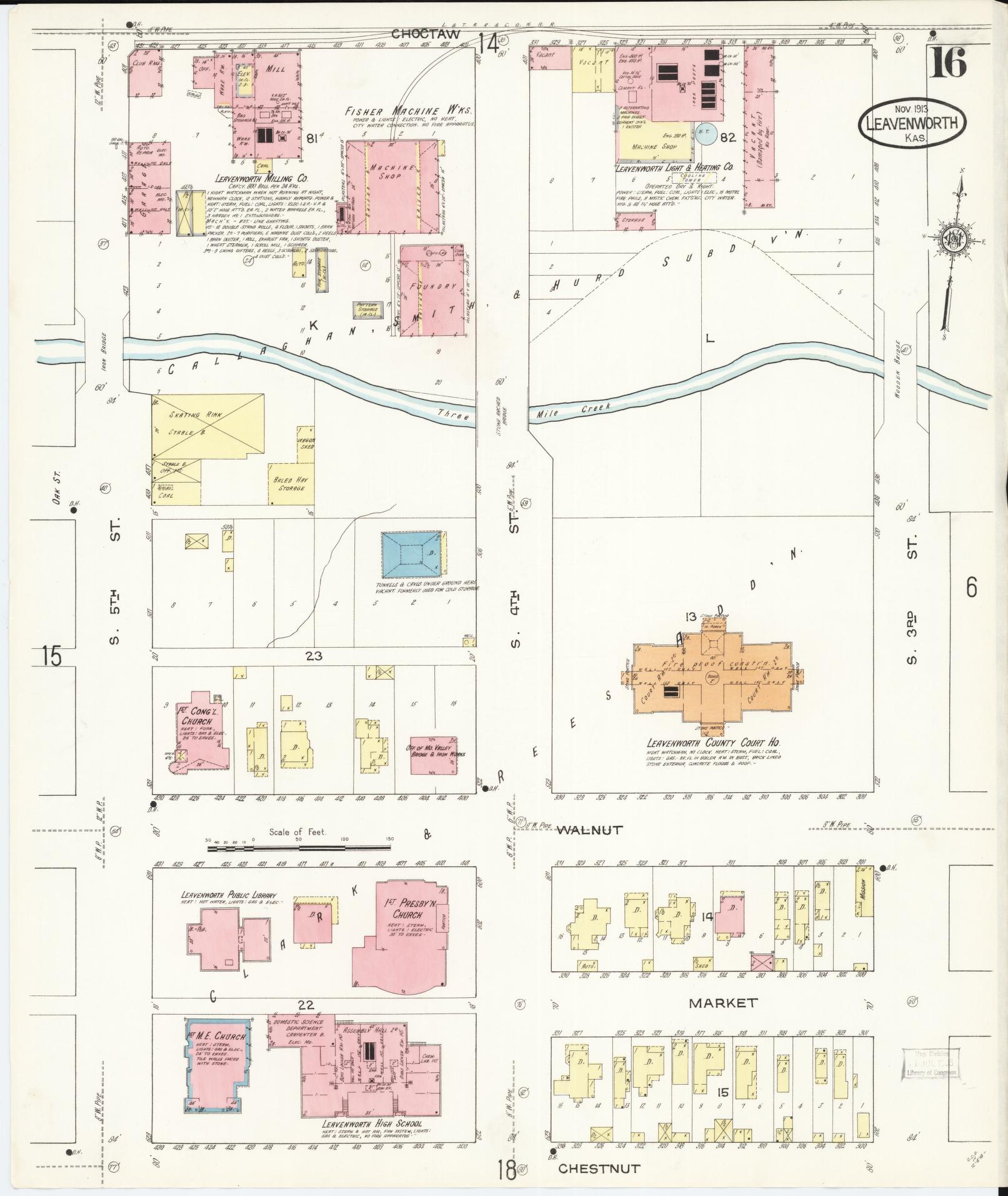 Sanborn Fire Insurance Map from Leavenworth, Leavenworth County, Kansas (1913), Sheet #0017 - Complete Map Set gallery image, historic Sanborn map, vintage wall art, Kansas Kansas