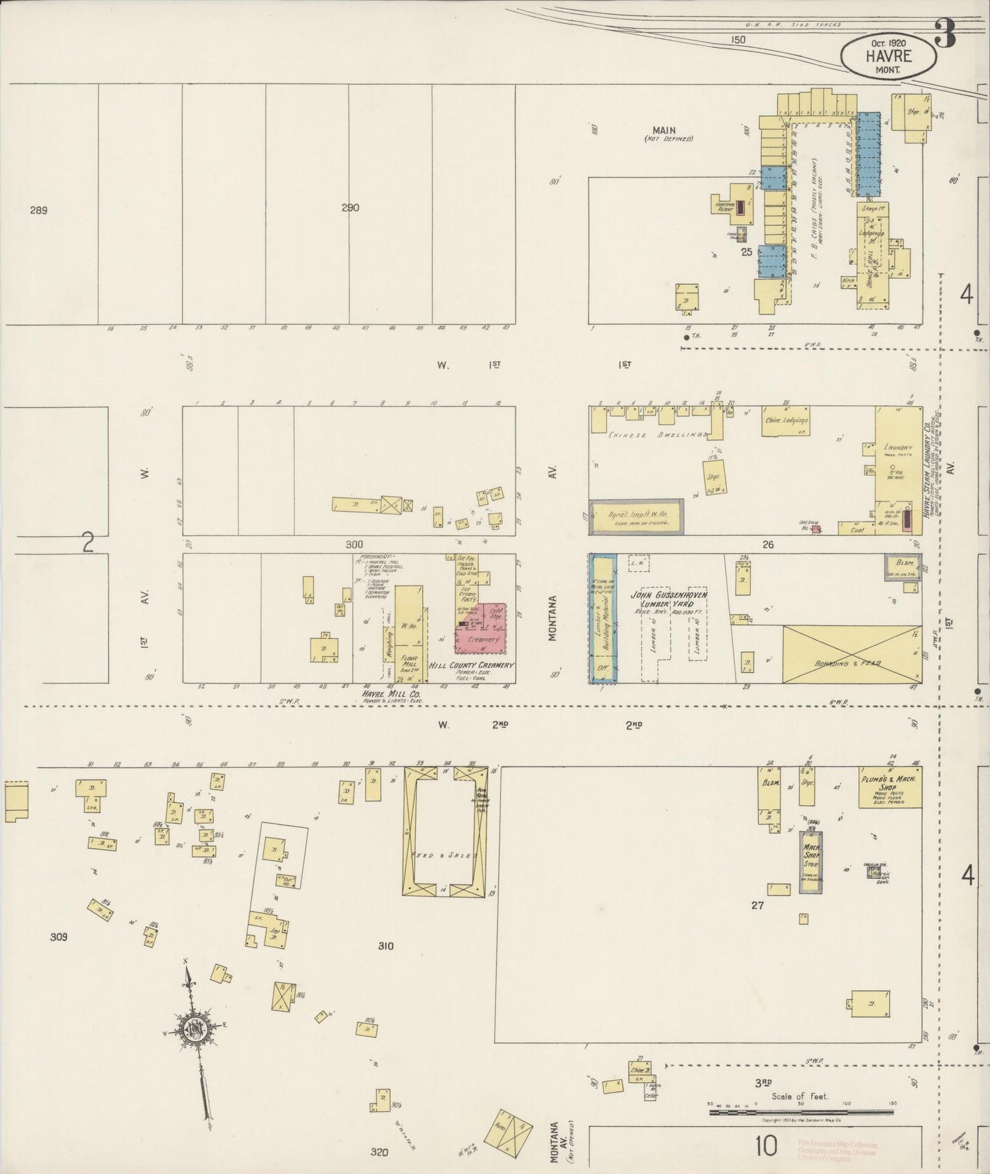 Sanborn Fire Insurance Map from Havre, Hill County, Montana (1920), Sheet #0003 - Complete Map Set gallery image, historic Sanborn map, vintage wall art, Montana Montana