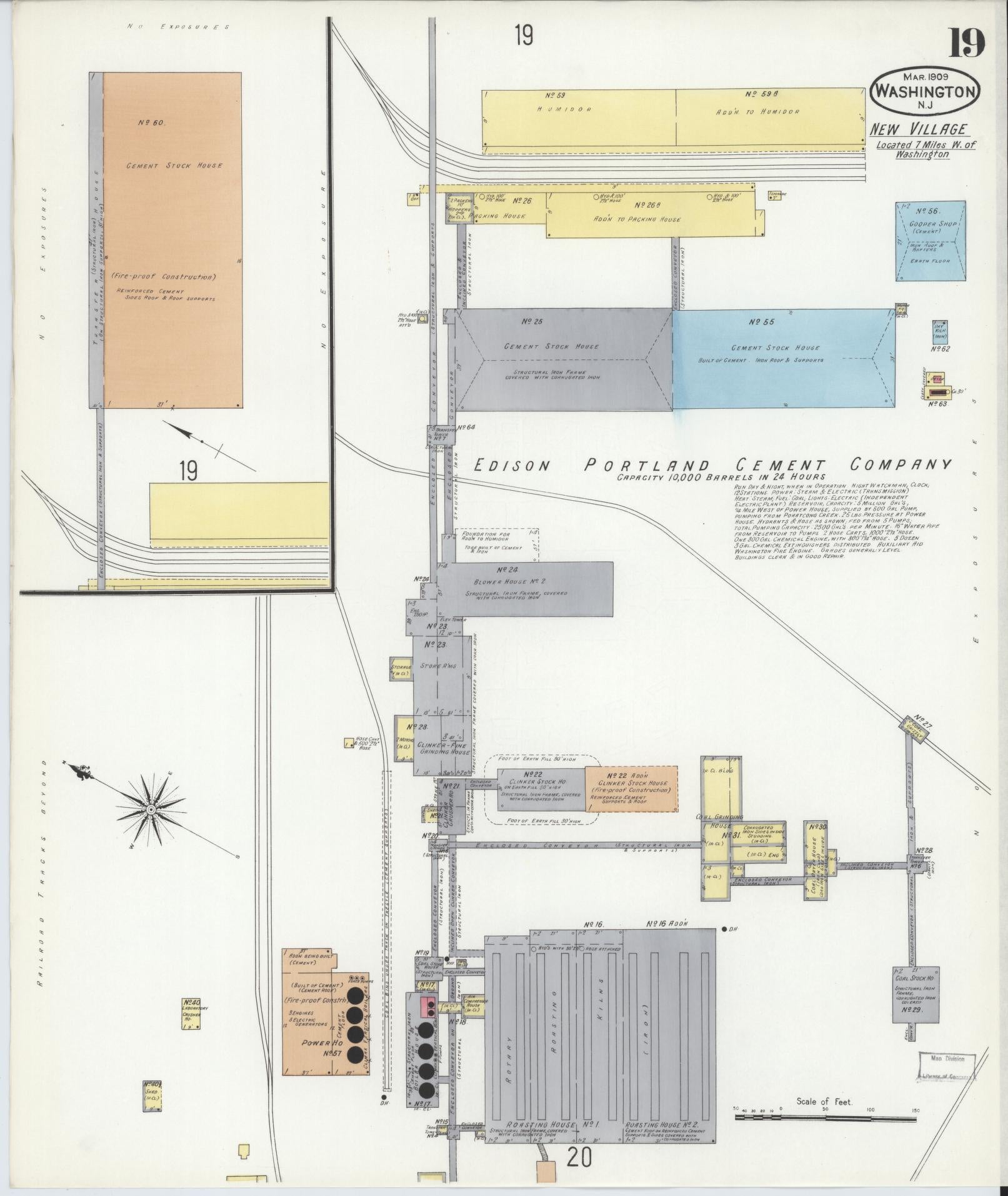 Sanborn Fire Insurance Map from Washington, Warren County, New Jersey (1909), Sheet #0019 - Historic Sanborn Fire Insurance Map Print, vintage old map wall art, antique decor, genealogy gift, Washington Washington map