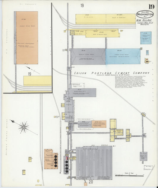 Sanborn Fire Insurance Map from Washington, Warren County, New Jersey (1909), Sheet #0019 - Historic Sanborn Fire Insurance Map Print, vintage old map wall art, antique decor, genealogy gift, Washington Washington map