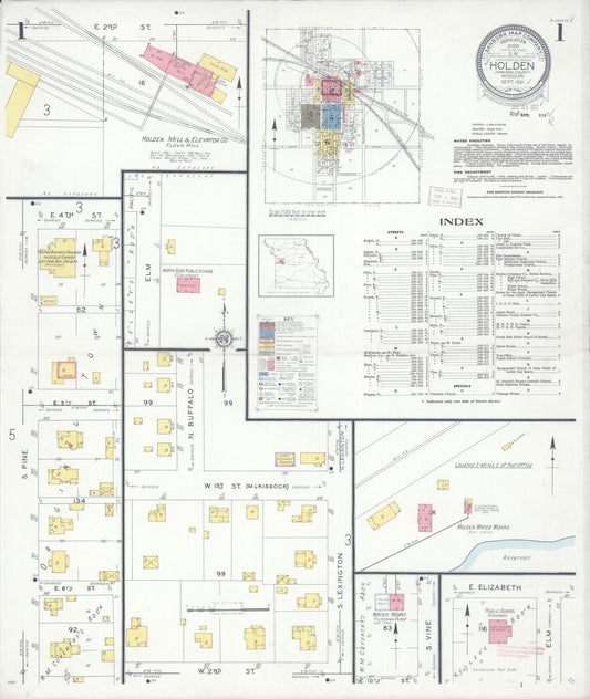 Sanborn Fire Insurance Map from Holden, Johnson County, Missouri (1931), Sheet #0001 - Complete Map Set gallery image, historic Sanborn map, vintage wall art, Missouri Missouri