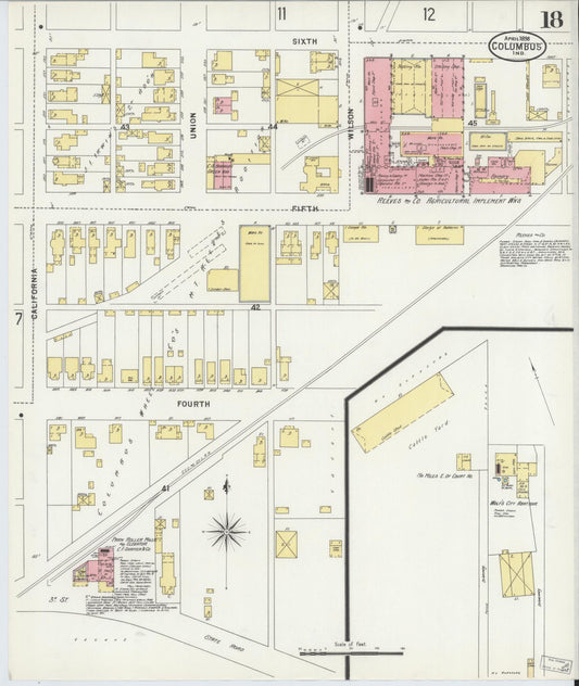 Sanborn Fire Insurance Map from Columbus, Bartholomew County, Indiana (1898), Sheet #0018 - Historic Sanborn Fire Insurance Map Print, vintage old map wall art, antique decor, genealogy gift, Indiana Indiana map