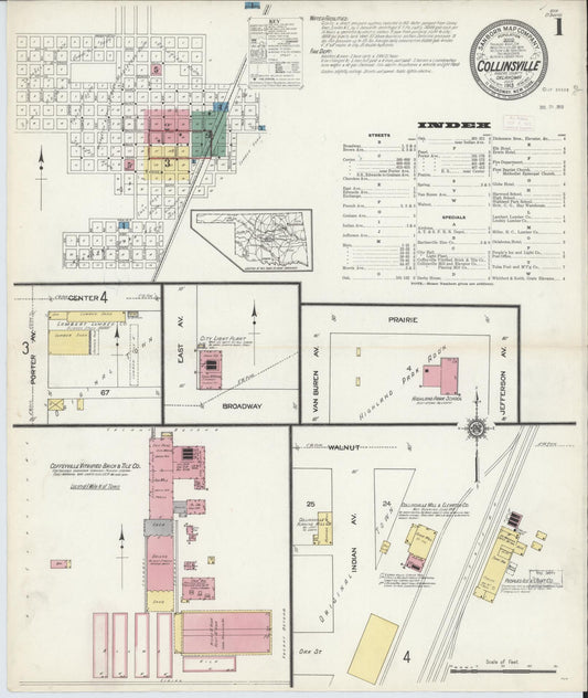 Sanborn Fire Insurance Map from Collinsville, Tulsa County, Oklahoma (1913), Sheet #0001 - Complete Map Set gallery image, historic Sanborn map, vintage wall art, Oklahoma Oklahoma