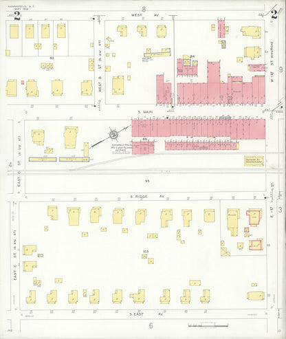 Sanborn Fire Insurance Map from Kannapolis, Rowan And Cabarrus Counties, North Carolina (1932), Sheet #0002 - Historic Sanborn Fire Insurance Map Print, vintage old map wall art, antique decor, genealogy gift, North Carolina North Carolina map