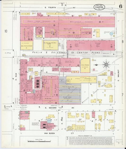 Sanborn Fire Insurance Map from Canton, Fulton County, Illinois (1909), Sheet #0006 - Historic Sanborn Fire Insurance Map Print, vintage old map wall art, antique decor, genealogy gift, Illinois Illinois map