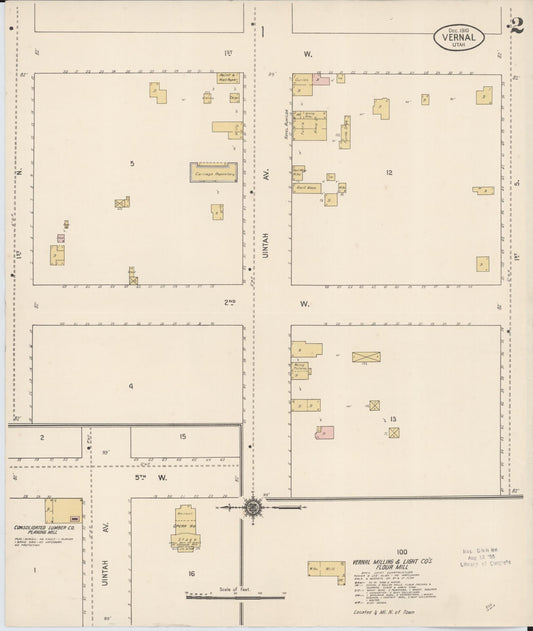 Sanborn Fire Insurance Map from Vernal, Uintah County, Utah (1910), Sheet #0002 - Historic Sanborn Fire Insurance Map Print, vintage old map wall art, antique decor, genealogy gift, Utah Utah map