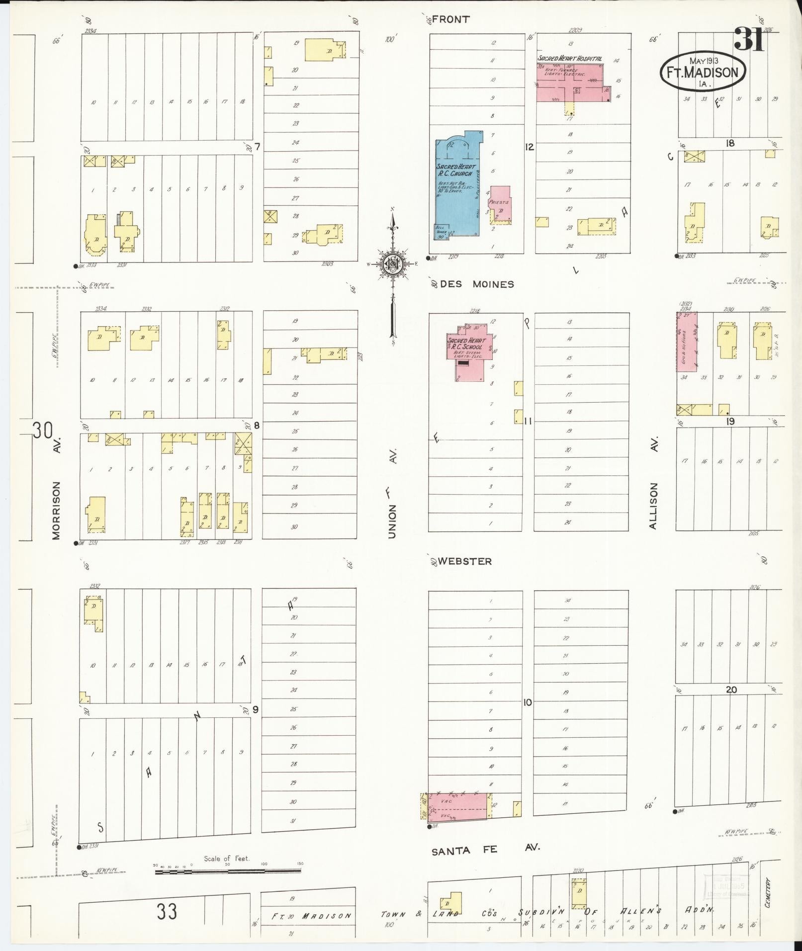 Sanborn Fire Insurance Map from Fort Madison, Lee County, Iowa (1913), Sheet #0031 - Historic Sanborn Fire Insurance Map Print