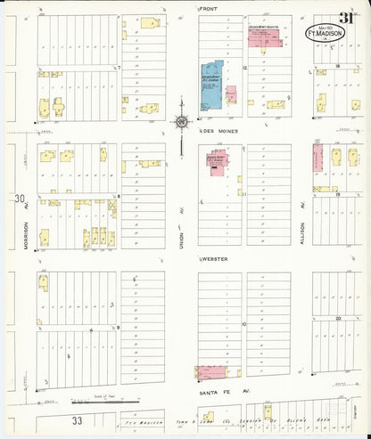 Sanborn Fire Insurance Map from Fort Madison, Lee County, Iowa (1913), Sheet #0031 - Historic Sanborn Fire Insurance Map Print
