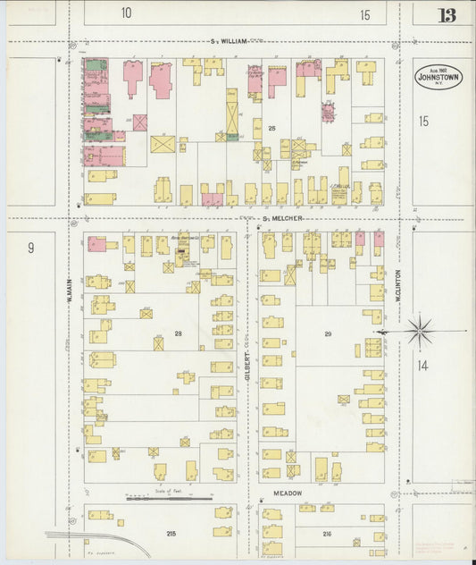 Sanborn Fire Insurance Map from Johnstown, Fulton County, New York (1902), Sheet #0013 - Historic Sanborn Fire Insurance Map Print, vintage old map wall art, antique decor, genealogy gift, New York New York map