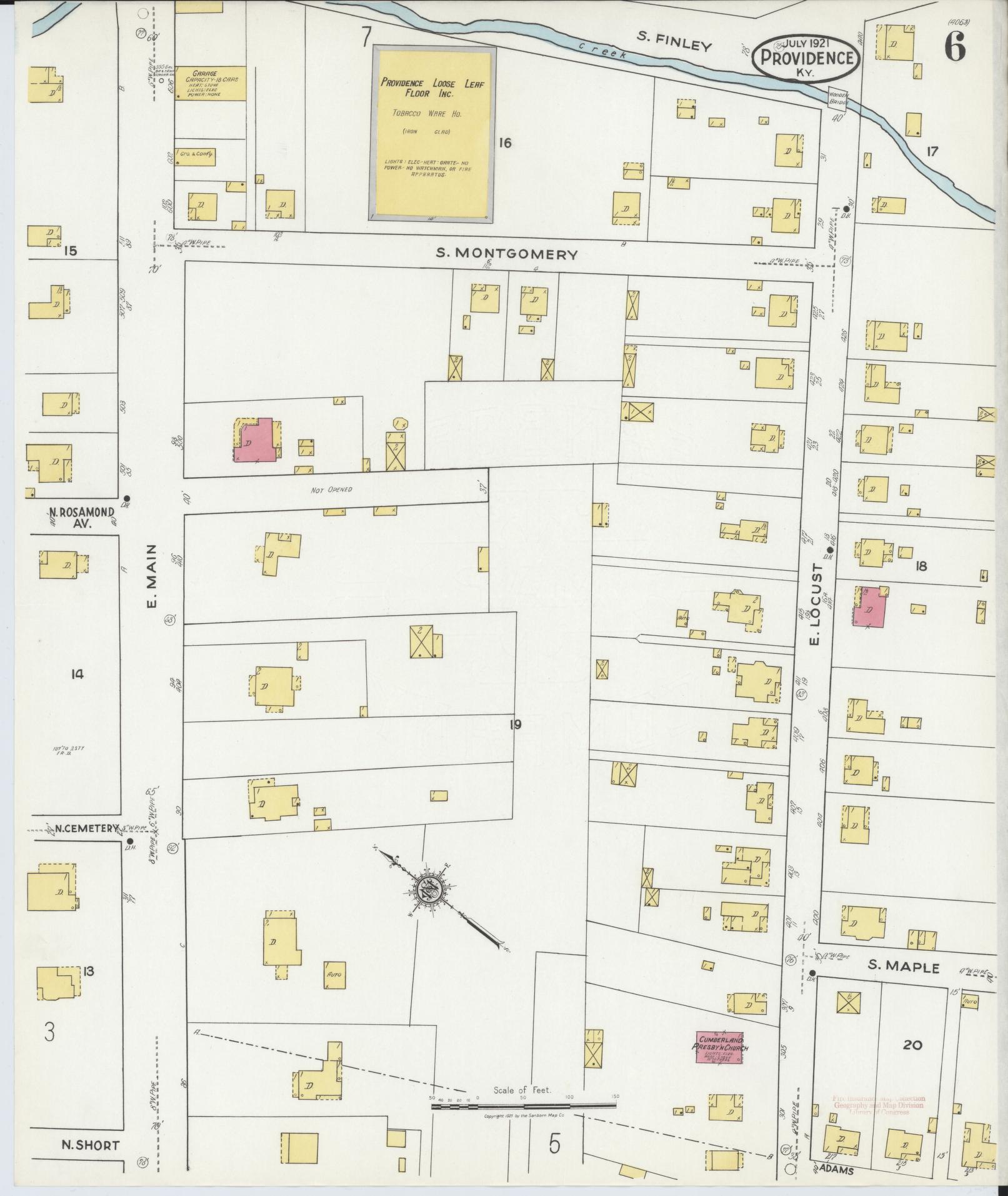 Sanborn Fire Insurance Map from Providence, Webster County, Kentucky (1921), Sheet #0006 - Historic Sanborn Fire Insurance Map Print, vintage old map wall art, antique decor, genealogy gift, Kentucky Kentucky map