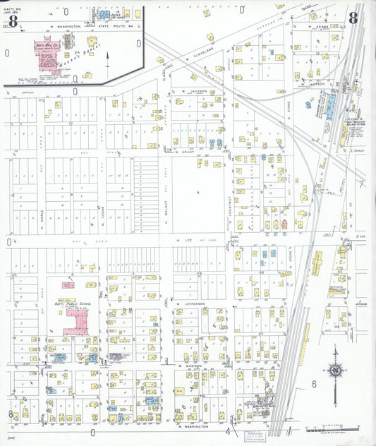 Sanborn Fire Insurance Map from Hayti, Pemiscot County, Missouri (1951), Sheet #0008 - Historic Sanborn Fire Insurance Map Print, vintage old map wall art, antique decor, genealogy gift, Missouri Missouri map