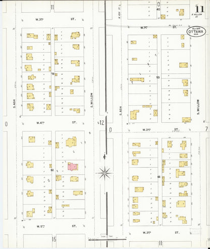 Sanborn Fire Insurance Map from Ottawa, Franklin County, Kansas (1899), Sheet #0011 - Complete Map Set gallery image, historic Sanborn map, vintage wall art, Kansas Kansas