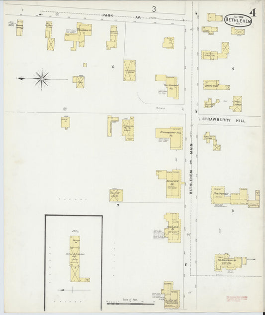 Sanborn Fire Insurance Map from Bethlehem, Grafton County, New Hampshire (1896), Sheet #0004 - Historic Sanborn Fire Insurance Map Print, vintage old map wall art, antique decor, genealogy gift, New Hampshire New Hampshire map
