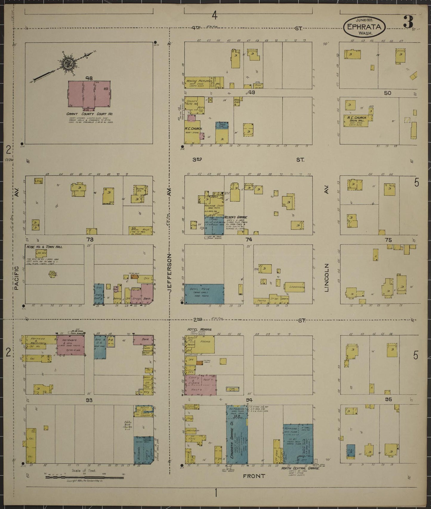 Sanborn Fire Insurance Map from Ephrata, Grant County, Washington (1922), Sheet #0003 - Complete Map Set gallery image, historic Sanborn map, vintage wall art, Washington Washington