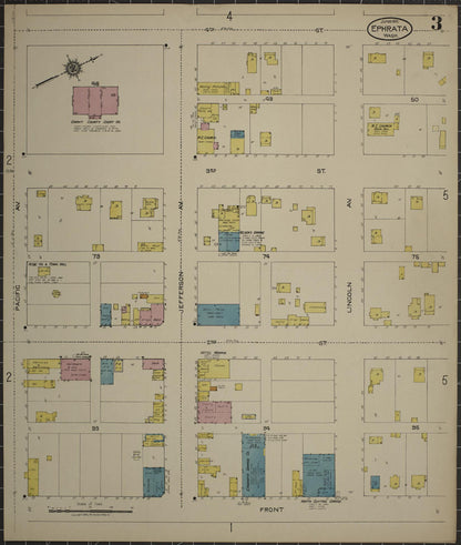 Sanborn Fire Insurance Map from Ephrata, Grant County, Washington (1922), Sheet #0003 - Complete Map Set gallery image, historic Sanborn map, vintage wall art, Washington Washington