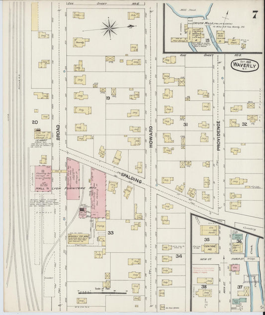 Sanborn Fire Insurance Map from Waverly, Tioga County, New York (1888), Sheet #0007 - Historic Sanborn Fire Insurance Map Print, vintage old map wall art, antique decor, genealogy gift, New York New York map