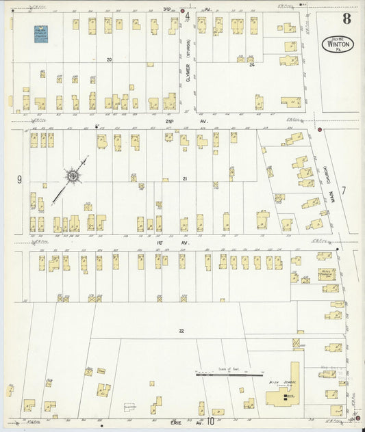 Sanborn Fire Insurance Map from Winton, Lackawanna County, Pennsylvania (1912), Sheet #0008 - Historic Sanborn Fire Insurance Map Print, vintage old map wall art, antique decor, genealogy gift, Pennsylvania Pennsylvania map
