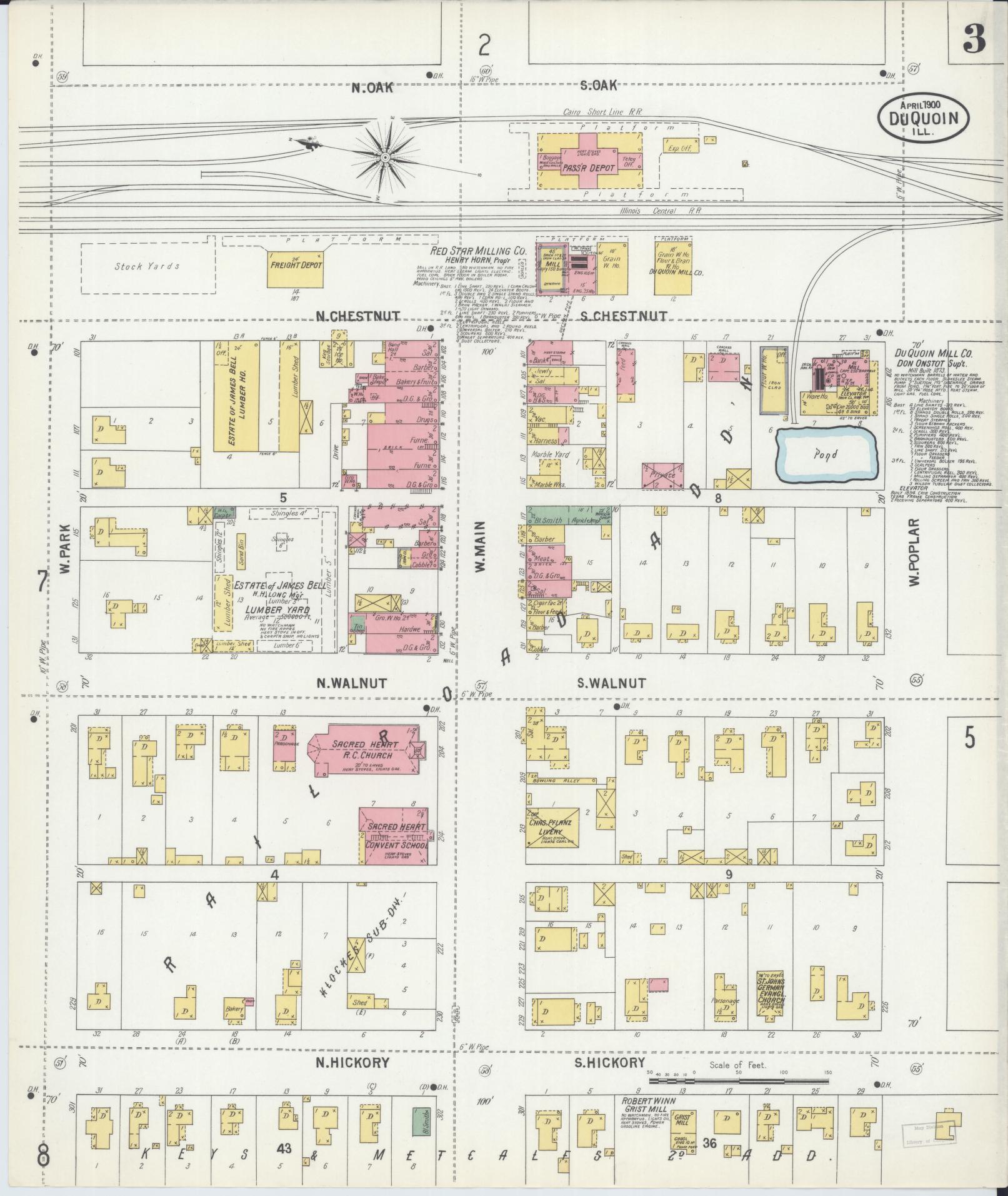 Sanborn Fire Insurance Map from Du Quoin, Perry County, Illinois (1900), Sheet #0003 - Complete Map Set gallery image, historic Sanborn map, vintage wall art, Illinois Illinois