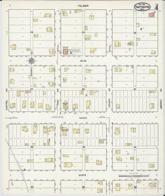 Sanborn Fire Insurance Map from Hartington, Cedar County, Nebraska (1920), Sheet #0004 - Historic Sanborn Fire Insurance Map Print, vintage old map wall art, antique decor, genealogy gift, Nebraska Nebraska map