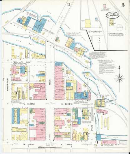 Sanborn Fire Insurance Map from Cedar Falls, Black Hawk County, Iowa (1909), Sheet #0003 - Historic Sanborn Fire Insurance Map Print