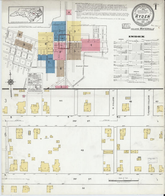 Sanborn Fire Insurance Map from Ayden, Pitt County, North Carolina. (1919) – Historic Sanborn Fire Insurance Map Print