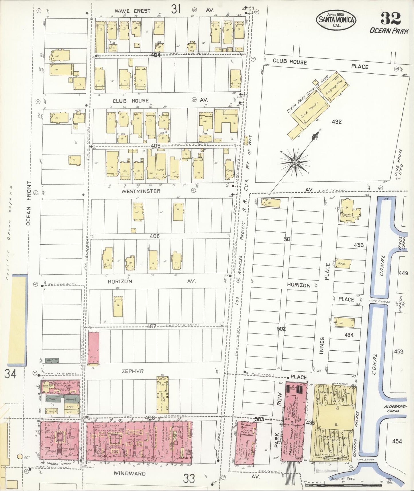 Sanborn Fire Insurance Map from Santa Monica, Los Angeles County, California (1909), Sheet #0032 - Complete Map Set gallery image, historic Sanborn map, vintage wall art, California California