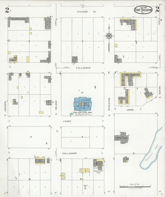 Sanborn Fire Insurance Map from Fort Stockton, Pecos County, Texas (1927), Sheet #0002 - Historic Sanborn Fire Insurance Map Print, vintage old map wall art, antique decor, genealogy gift, Texas Texas map