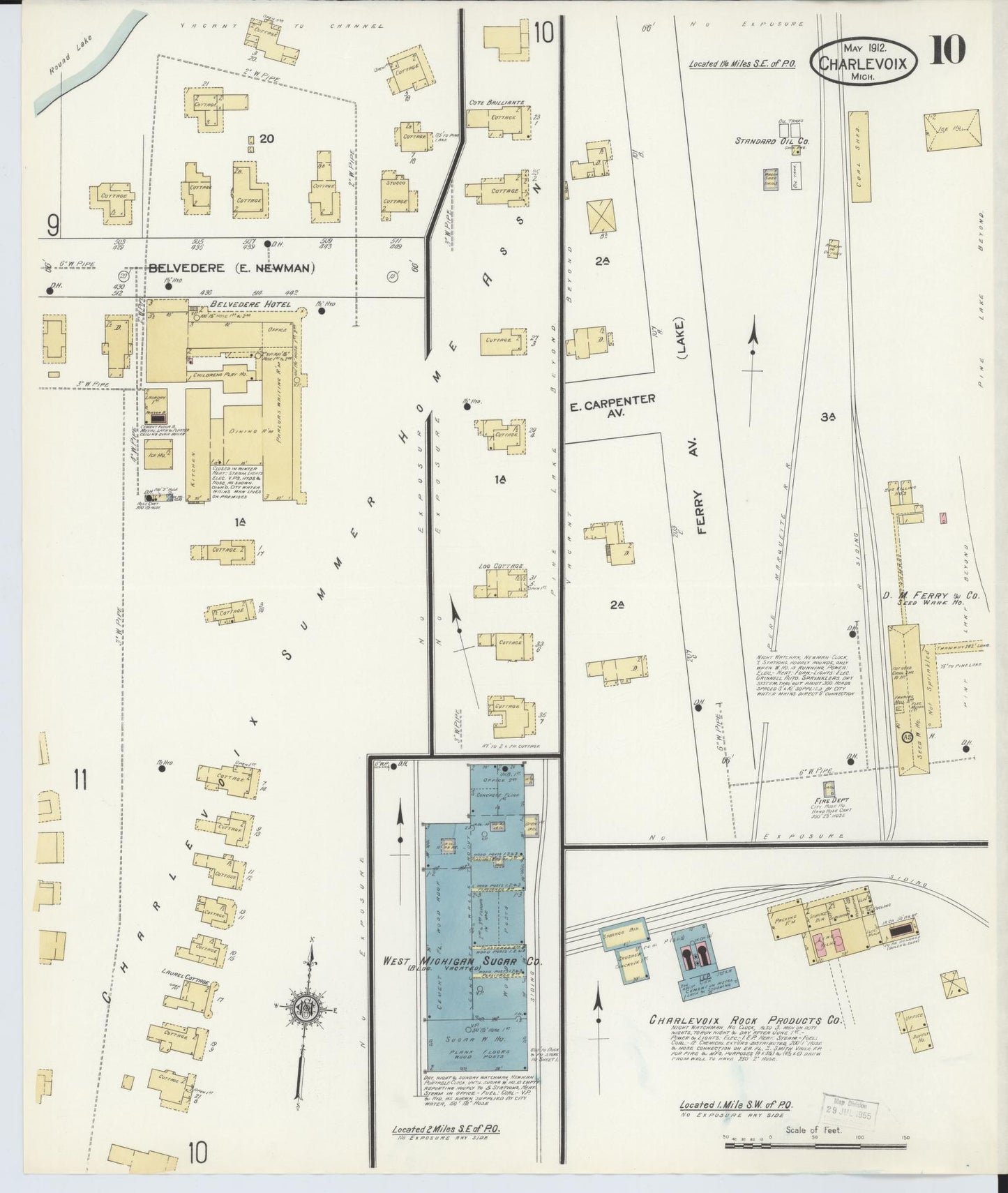 Sanborn Fire Insurance Map from Charlevoix, Charlevoix County, Michigan (1912), Sheet #0010 - Historic Sanborn Fire Insurance Map Print, vintage old map wall art, antique decor, genealogy gift, Michigan Michigan map