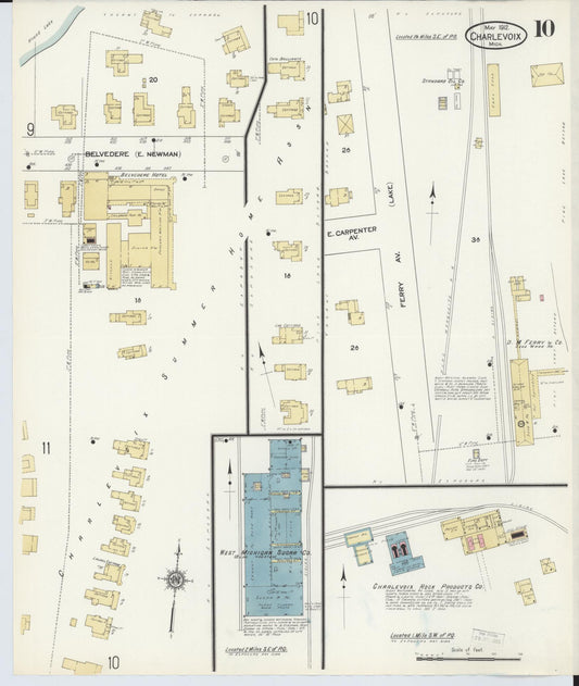 Sanborn Fire Insurance Map from Charlevoix, Charlevoix County, Michigan (1912), Sheet #0010 - Historic Sanborn Fire Insurance Map Print, vintage old map wall art, antique decor, genealogy gift, Michigan Michigan map
