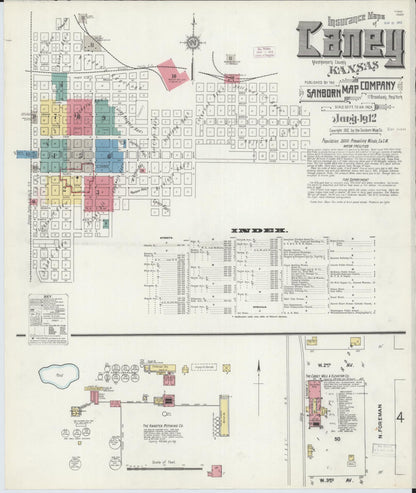 Sanborn Fire Insurance Map from Caney, Montgomery County, Kansas (1912), Sheet #0001 - Complete Map Set gallery image, historic Sanborn map, vintage wall art, Kansas Kansas