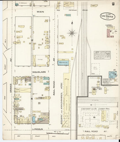Sanborn Fire Insurance Map from Las Vegas, San Miguel County, New Mexico (1883), Sheet #0002 - Complete Map Set gallery image, historic Sanborn map, vintage wall art, New Mexico New Mexico