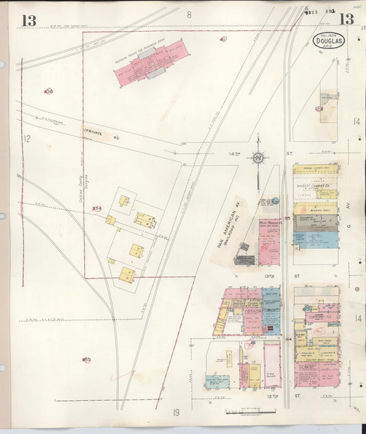 Sanborn Fire Insurance Map from Douglas, Cochise County, Arizona (1947), Sheet #0013 - Historic Sanborn Fire Insurance Map Print, vintage old map wall art, antique decor, genealogy gift, Arizona Arizona map