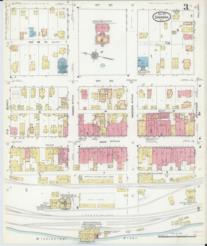 Sanborn Fire Insurance Map from Savanna, Carroll County, Illinois (1912), Sheet #0003 - Complete Map Set gallery image, historic Sanborn map, vintage wall art, Illinois Illinois