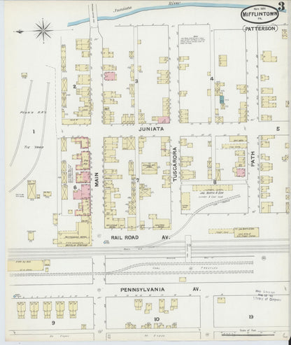 Sanborn Fire Insurance Map from Mifflintown, Juniata County, Pennsylvania (1891), Sheet #0003 - Complete Map Set gallery image, historic Sanborn map, vintage wall art, Pennsylvania Pennsylvania