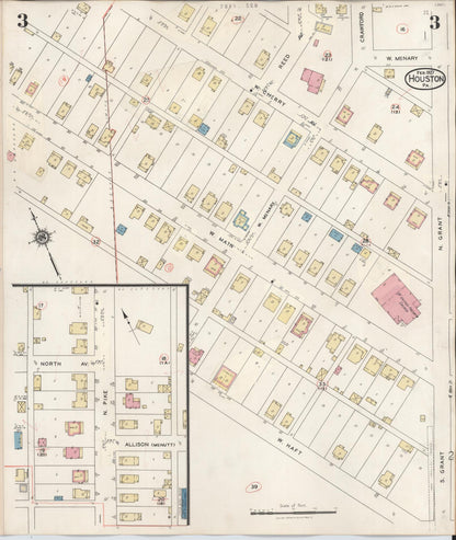Sanborn Fire Insurance Map from Houston, Washington County, Pennsylvania (1936), Sheet #0003 - Complete Map Set gallery image, historic Sanborn map, vintage wall art, Pennsylvania Pennsylvania