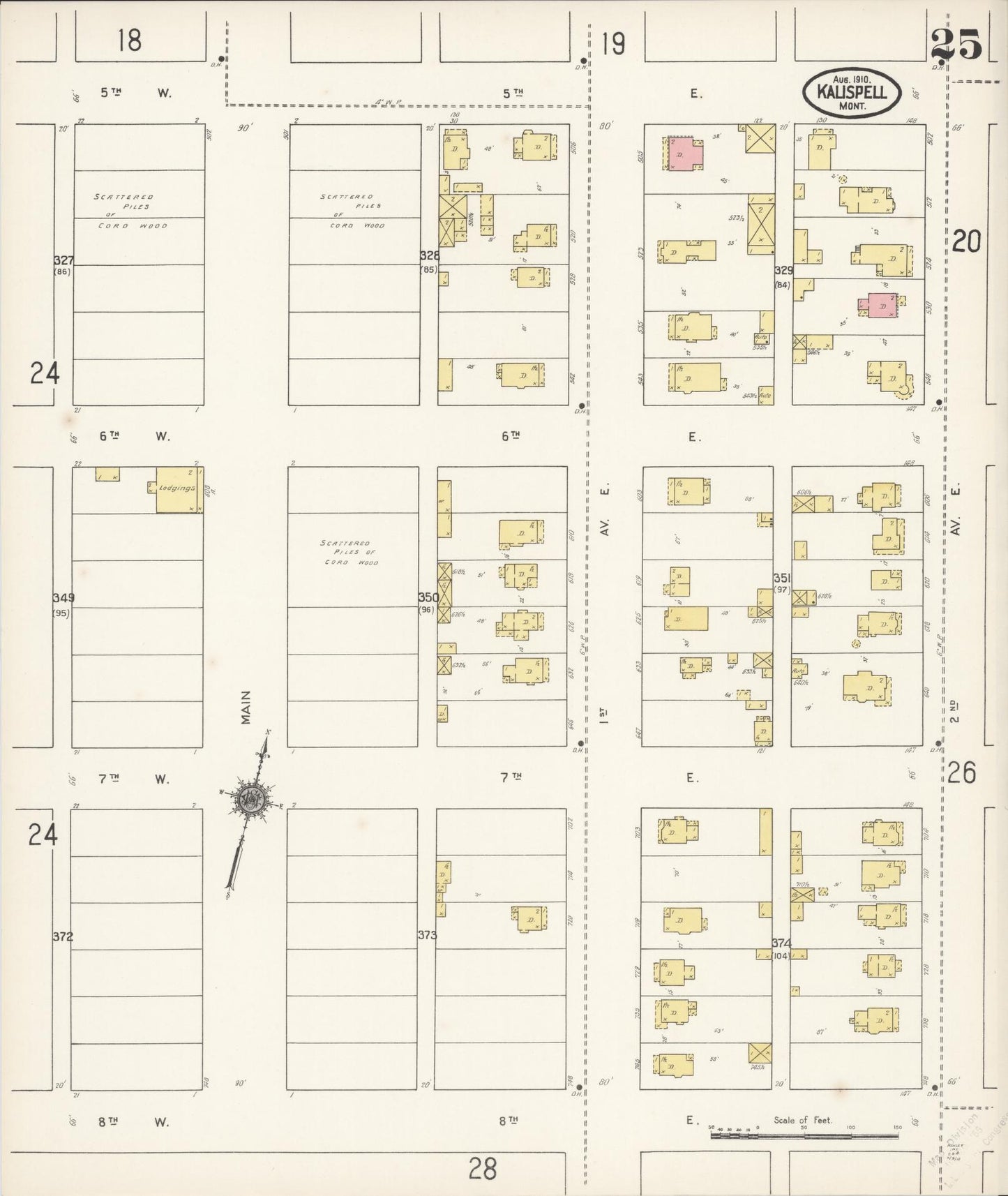 Sanborn Fire Insurance Map from Kalispell, Flathead County, Montana (1910), Sheet #0025 - Historic Sanborn Fire Insurance Map Print, vintage old map wall art, antique decor, genealogy gift, Montana Montana map