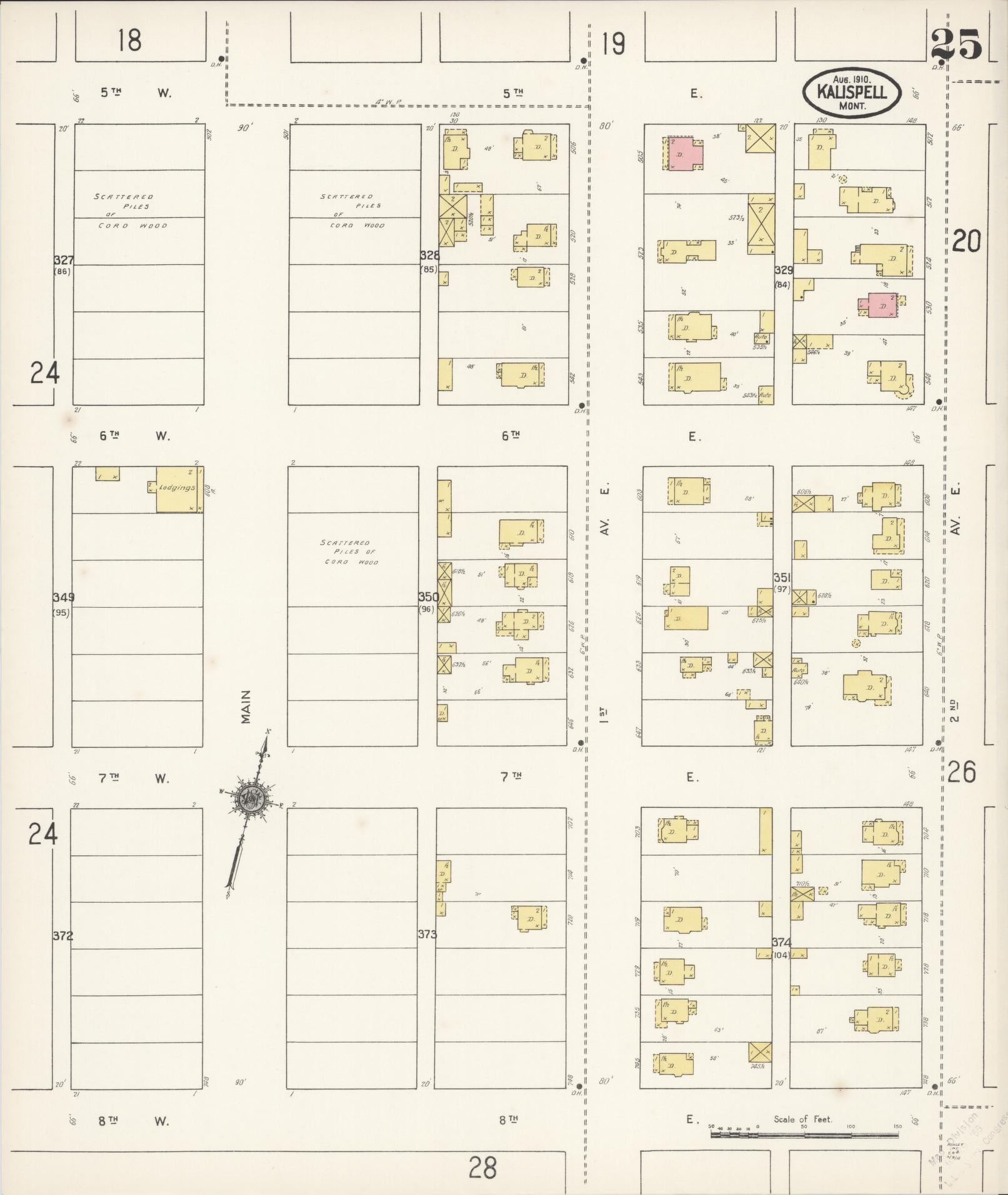 Sanborn Fire Insurance Map from Kalispell, Flathead County, Montana (1910), Sheet #0025 - Historic Sanborn Fire Insurance Map Print, vintage old map wall art, antique decor, genealogy gift, Montana Montana map